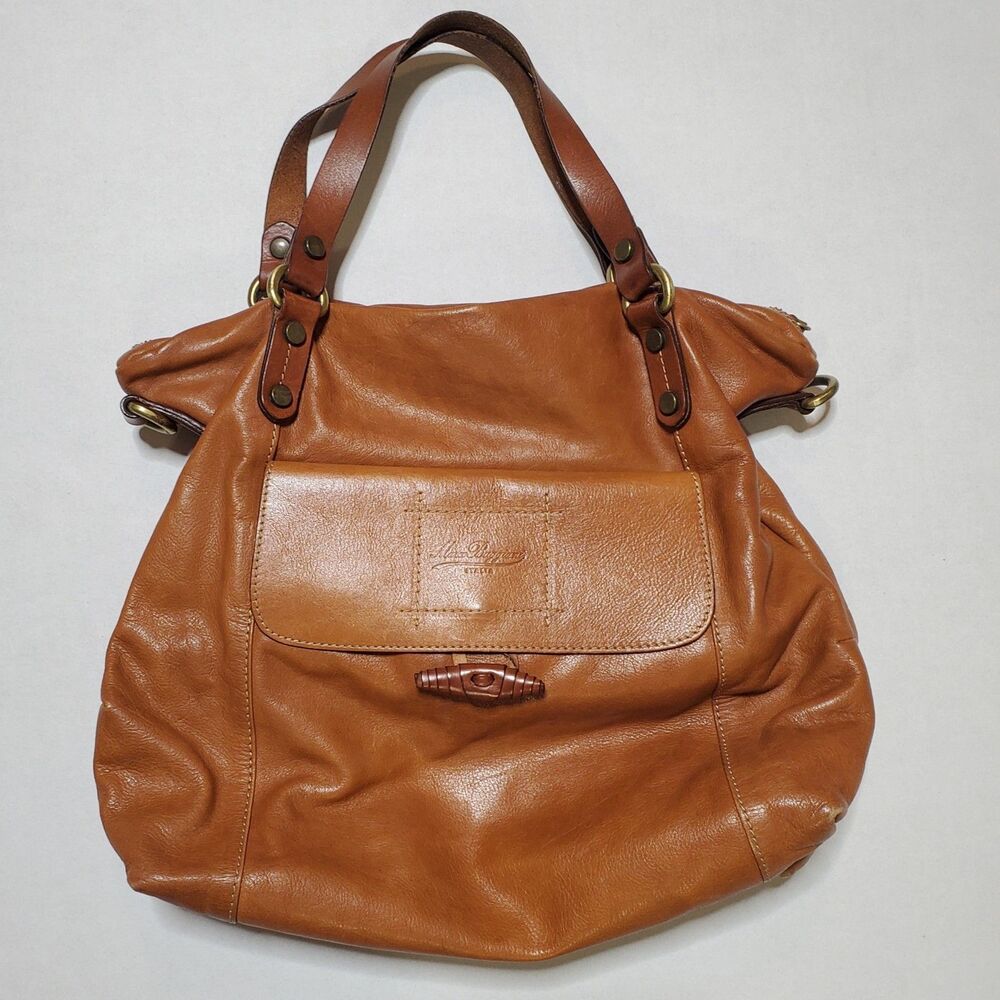 Marco Buggiani Cognac Leather Hobo Shoulder Bag Supple Soft Luxurious Womens